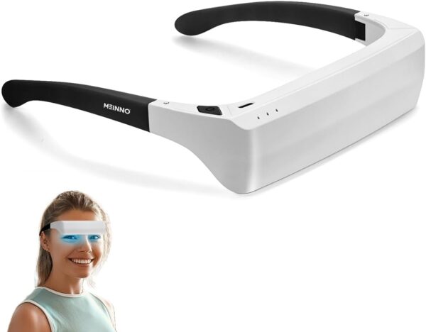 MEINNO Light Therapy Glasses, Blue-White UV-Free Light Therapy Lamp, Portable Daylight Lamp, Wearable Sunlight Lamp, Boost Energy, Relief for Sleep Problems, Jet Lag, Equivalent...