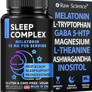 Melatonin 10mg Sleep Supplement - L Theanine, GABA Calm, L-Tryptophan - Deep Sleep Supplements for Adults with Ashwagandha, Passion Flower, Lemon Balm, Chamomile, Magnesium...
