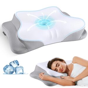 Mokaloo Cervical Neck Pillow - Cooling Neck Pillows for Pain Relief, Ergonomic Pillow for Sleeping, Orthopedic Contour Memory Foam Pillows for Side, Back & Stomach Sleepers with...