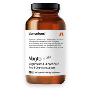 Momentous Magtein Magnesium L-Threonate 145mg - Magnesium Threonate Supplement for Cognitive Function & Rest Support - Magnesium L Threonate Capsules, 30 Servings (Package May...