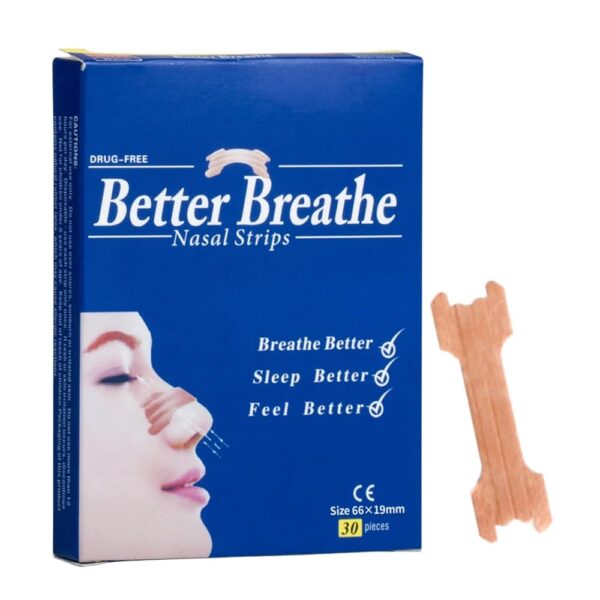 Nasal Strips for Snoring, Night Nose Strips for Breathing, 30 Count Sleep Anti Snoring Nose Tapes, Relieve Nasal Congestion, Large (66mm*19mm)