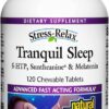 Natural Factors, Stress-Relax Tranquil Sleep Chewable, Supports the Full Sleep Cycle, 120 Count (Pack of 1)