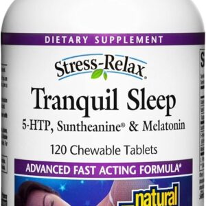 Natural Factors, Stress-Relax Tranquil Sleep Chewable, Supports the Full Sleep Cycle, 120 Count (Pack of 1)