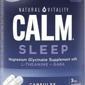 Natural Vitality Calm Sleep Magnesium Supplement, Melatonin & Magnesium Citrate, Sleep Aid Capsules, Gluten Free, Vegan, Non-GMO, Helps The Body Ease Into Sleep, 120 Capsules