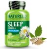 NATURELO Sleep Aid - with Melatonin, Magnesium, GABA, Valerian Root, Lemon Balm, Chamomile Herbal Extracts - Plant-Based Sleeping Aid - 60 Vegan Capsules
