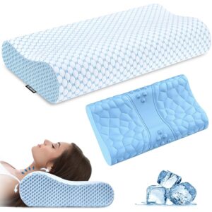 Neck Pillow Memory Foam Pillows - Cooling Neck Support Pillow for Pain Relief, Ergonomic Cervical Pillow for Sleeping, Orthopedic Contour Bed Pillow for Side, Back & Stomach...