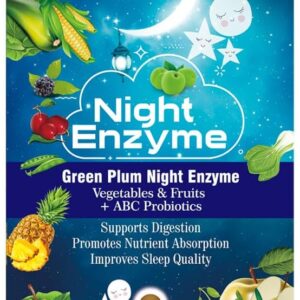 Night Enzyme, Daily Multi Digestive Enzymes, Green Plum Fruit and Vegetables with Probiotics, Relief Bloating, Better Sleep Quality, For Men and Women, Promote Digestive Health-...