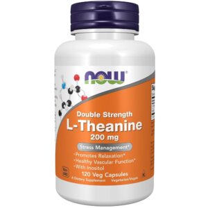 NOW Foods Supplements, L-Theanine 200 mg with Inositol, Stress Management*, 120 Veg Capsules