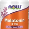 NOW Foods Supplements, Melatonin 3 mg, Free Radical Scavenger*, Healthy Sleep Cycle*, 180 Veg Capsules