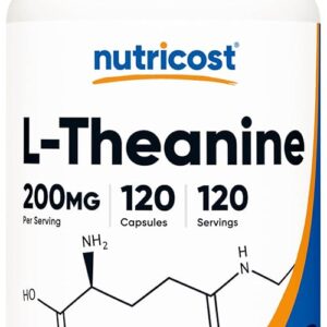 Nutricost L-Theanine 200mg, 120 Capsules, Double Strength - Non-GMO, Gluten Free