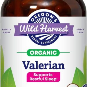 Oregon's Wild Harvest Non-GMO Organic Valerian Capsules Non Habit Forming Herbal Sleep Aid, Melatonin Free, 180Count