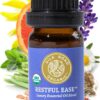 Organic Restful Ease Essential Oil Sleep & Stress Blend - 100% Pure USDA Certified with Indian Sandalwood - Stress Ease Aromatherapy & Calming Relaxation - 10 ml Dropper by Silk...