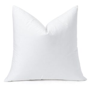 OTOSTAR Pack of 1 Down and Feather Throw Pillow Inserts, 18 x 18 Soft Fluffy Square Pillow Inserts with 100% Cotton Cover Decorative Pillows for Sofa Couch Bed-White