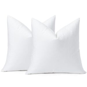 OTOSTAR Pack of 2 Down and Feather Throw Pillow Inserts, 24 x 24 Soft Fluffy Square Pillow Inserts with 100% Cotton Cover Decorative Pillows for Sofa Couch Bed-White