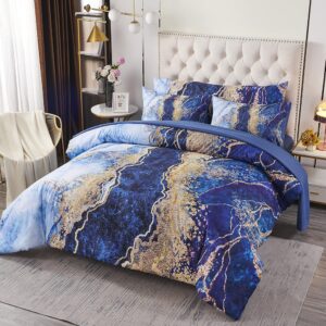 PERFEMET 6 Pcs Bed-in-A-Bag Blue Watercolor Marble Printed Comforter Set with Matched Bed Sheets, Colorful Retro Artwork Style Bed Collections,Soft and Lightweight Quilt...