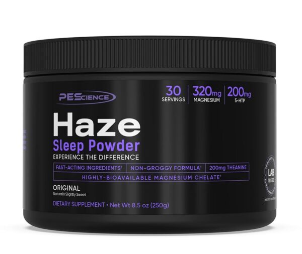 PEscience Haze Sleep Powder, Unflavored, Sleep Support with 5-HTP and Magnesium Glycerophosphate, 30 Servings