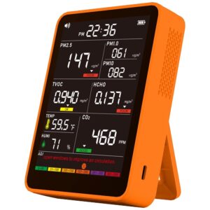 Professional Indoor Air Quality Monitor 16 in 1, with 7 AQl Buzzer for PM1.0 | PM2.5 | PM10 | CO2 | TVOC | HCHO | Temperature | Humidity | for Home, Office