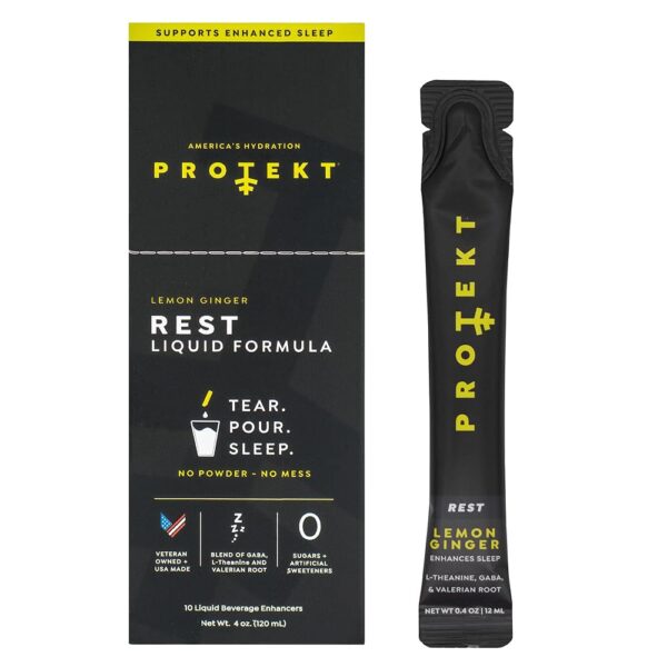 Protekt GABA L Theanine Supplement | Melatonin Free Sleep Aid for Adults | Valerian Root for Sleep Support & Restful Night | GABA Calm & Liquid Sleep Drink Mix for Adults |...