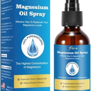 Pure Magnesium Oil Spray,Magnesium Spray,Magnesium Oil for Feet, Magnesium Spray Glass Bottle,2 fl oz/60ml, Easy to Absorb and Use