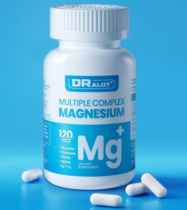 Quadruple Magnesium Supplement, 400mg of Chelate Magnesium Glycinate, L-threonate, Citrate & Malate | Max Absorption Complex w/Vitamin D3 & B6, for Sleep Heart Muscles Nerves,...