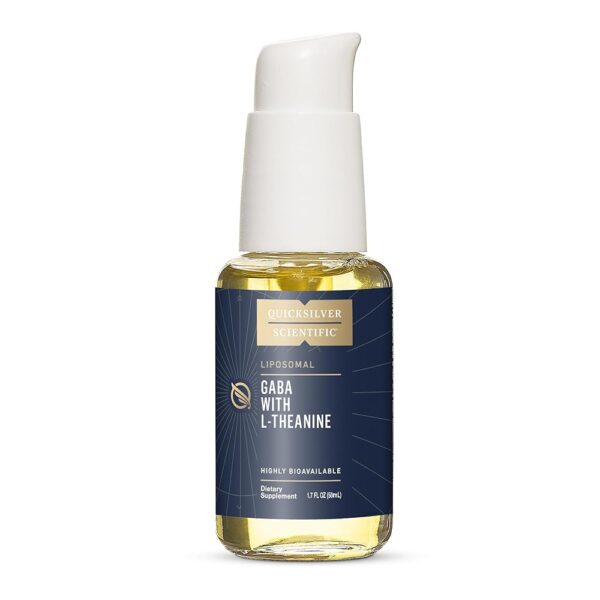 Quicksilver Scientific Liposomal GABA with L Theanine - Calm, Stress Response & Brain Support - Bioavailable GABA Supplement with L Theanine 100mg (1.7oz/50ml)