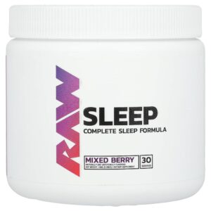 RAW Natural Sleep Aid Supplement - Relaxation Enhancer & Mood Support with Melatonin, Magnesium, Zinc, L-Tryptophan & Lemon Balm Extract to Relax & Calm The Mind & Body - 30...