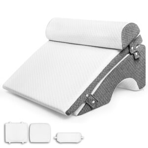 Rayli 12-inch Adjustable Wedge Pillow for Back Pain Relief - 1 Extra Washable Cover Set- 3 in1 Memory Foam Bed Wedge Pillow for Sleeping, Alleviating Acid Reflux, Snoring, and...
