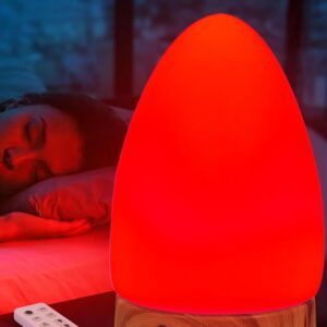 Red Light Night Light Lamp for Sleep, Red Nightlight Desk Lamp with 670nm Wavelength Multi-Color and Brightness Options Remote Control USB Charging Elegant Design
