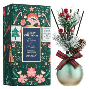 Reed Diffuser Set, 5.07 oz(150ml) Balsam & Cedar Christmas Scented Diffuser with 8 Oil Diffuser Sticks, Home Fragrance Essential Oil Reed Diffuser for Home Room Bathroom Shelf...