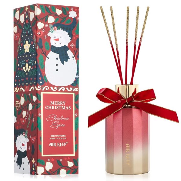 Reed Diffuser Set - Christmas Spice Christmas Reed Diffuser with 8 Reed Sticks - Scented Oil Diffuser for Home & Office Diffuser Bathroom Shelf Decor - Ideal Gift for Holidays...