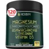 Relaxation & Restful Night with Magnesium L-Threonate & Glycinate Supplement, Plus Vitamin D3, Ashwagandha Root & L-Theanine - Brain, Bone & Heart Health Support - 120 Vegan...