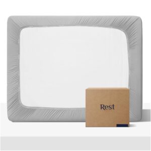 REST® Evercool®+ Fitted Sheet, King Size, Light Gray, 15" Deep (up to 18’’), Breathable Bedding for Hot Sleeper and Night Sweats, Bed Sheet with Ionic+ Self-Cleaning Silver Yarn...