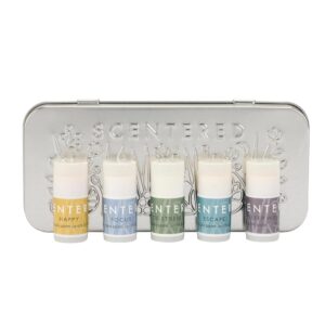 Scentered Aromatherapy Gift Set Discovery Tin - 5X Mini Balms: Sleep Well, De-Stress, Focus, Escape, Happy - Lavender, Rosemary, Ylang Ylang Essential Oils - Aromatherapy Gifts...