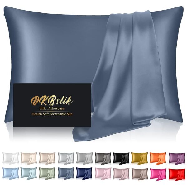 Silk Pillowcase for Hair and Skin, Mulberry Silk Pillow Cases Standard Size, Anti Acne Cooling Sleep Both Sides Natural Silk Satin Pillow Covers with Hidden Zipper, Gifts for...