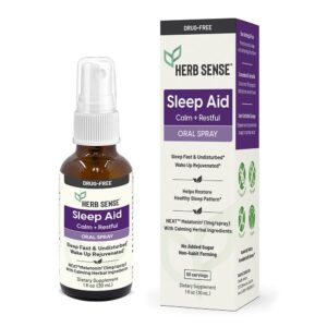 Sleep Aid, Liquid Melatonin, Natural Herbs, Calm, Restful, Oral Spray,1 oz, Fall Asleep Fast & Undisturbed, Restore Energy, Drug-Free, 60 Servings