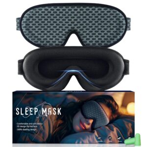 Sleep Mask, 100% Blackout Sleep Eye Mask for Women Men, Ultra Breathable Eye Mask for Sleeping, 3D Contoured Eye Cover, Night Blindfold with Comfortable Adjustable Strap for...