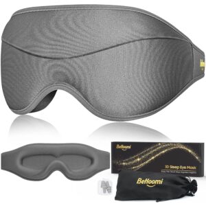 Sleep Mask, Premium Eye Mask for Sleeping, Completely Blackout, Superior Soft Comfort, Upgraded 3D Ergonomic Designed Sleeping Mask for Home, Office, Travel, Meditation, Yoga, Grey