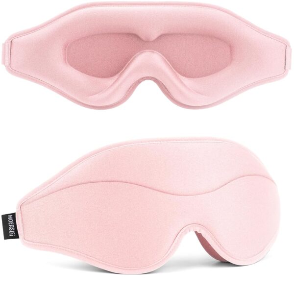Sleep Mask - Total Blackout 3D Sleeping Mask, Super Lightweight & Silky Soft Eye Mask for Sleeping, Fully Adjustable Fit for Home, Office, Traveling, Meditation, Yoga, Pink