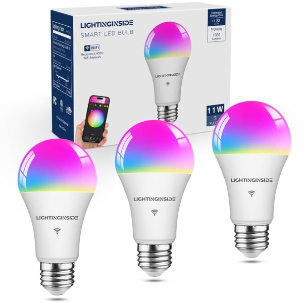 Smart Light Bulbs 100W Equivalent, 1350LM 11W WiFi Smart Bulb Compatible with Alexa/Google Assistant/Smart Life, A19 E26 RGBCW Color Changing, No Hub Required,2.4G WiFi, ETL...
