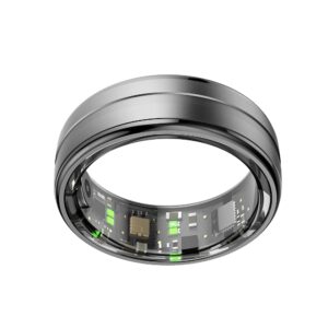 Smart Wearable Fitness Tracker, Sleep Tracker Ring, Healthy Heart Rate, Oximetry, Sleep, Exercise Monitoring, 5ATM Waterproof for iOS and Android (Deep Grey, 12#)