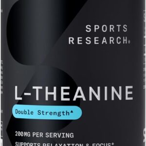 Sports Research Double Strength L-Theanine Supplement - Suntheanine Softgels for Focus, Relaxation & Alertness - Non-Drowsy Support Made with Coconut Oil, Non-GMO & Gluten Free...