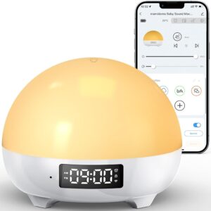 Sunrise Alarm Clocks White Noise Sound Machine with 34 Soothing Sounds, 11 Night Lights, Wake up Light Alarm Clock for Bedrooms, Heavy Sleepers, Temperature Monitoring for...