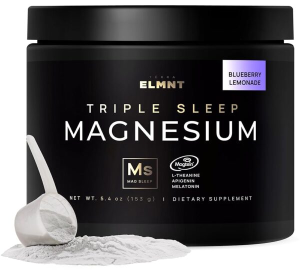 Triple Sleep Magnesium L-Threonate Powder w. Apigenin, Theanine, Melatonin - Extra Strength Magnesium for Sleep Magtein Magnesium Threonate Supplement Natural Magnesium Sleep...