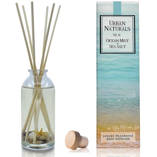 Urban Naturals Ocean Mist & Sea Salt Reed Diffuser Set | Made with Essential Oils & Real Botanicals | Decorative Air Freshener for Large Rooms | Beautiful Home Décor Makes a...