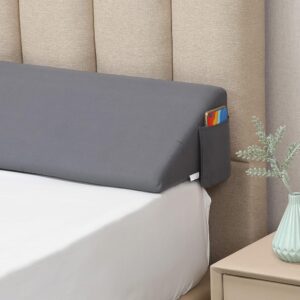 Vekkia King Bed Wedge Pillow/Headboard Pillow Wedge/Mattress Gap Filler Wedge,Bed Gap Pillow Close Gap (0-6"),Stop Pillow Falling Down-Gray 75in Long