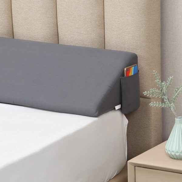 Vekkia King Bed Wedge Pillow/Headboard Pillow Wedge/Mattress Gap Filler Wedge,Bed Gap Pillow Close Gap (0-6"),Stop Pillow Falling Down-Gray 75in Long