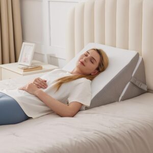 Wedge Pillow, 9&12” Adjustable Bed Wedge Pillow for Sleeping, Triangle Pillow for Back Pain Relief, Memory Foam Pillow Wedge for Post Surgery, Acid Reflux and Snoring, GERD,...