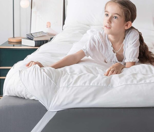 WhatsBedding 5 Inch Memory Foam Mattress Topper Queen Size, 100% Cotton Cover Breathable Fluffy Shredded Memory Foam Filled Pillow Top, Anti-Slip Bottom, 4 Anchor Elastic Bands,...