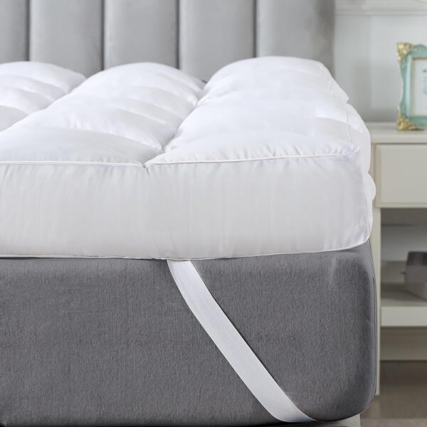 WhatsBedding Memory Foam Mattress Topper Queen Size,1800GSM Queen Mattress Topper Pad Cover, Selected Soft Shredded Foam Filled Pillow Top,4 Enhanced Anchor Bands,CertiPUR-US...