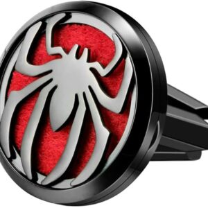 Wild Essentials Black Chrome Spider Essential Oil Car Vent Diffuser, Stainless Steel Locket Pendant With 8 Color Refill Pads, Customizable Color Changing Air Freshener for...